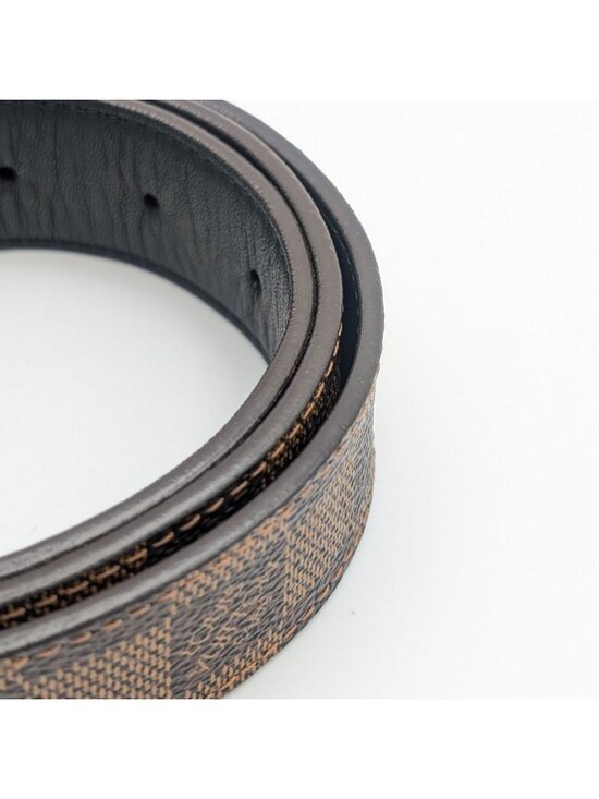 Louis Vuitton Ceinture Carre Damier Belt Logo Silver
